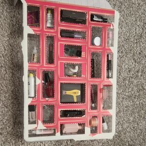 Pink Compartmental Makeup Organizer for Countertop Storage